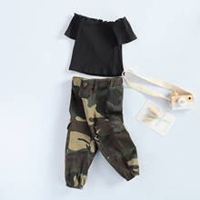 3 Style 1-6Y Fashion Infant Baby Girls Clothes Sets Off Shoulder T Shirts Tops+Camouflage Pants 2pcs 2024 - buy cheap