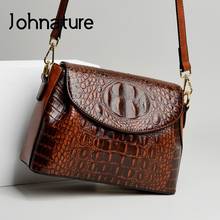 Женская сумка из кожи аллигатора Johnature, дизайнерская вместительная сумка-мессенджер на плечо для отдыха, 2021 2024 - купить недорого