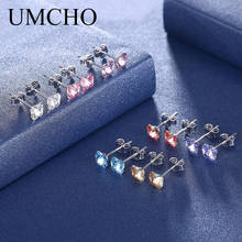 UMCHO Lovely Butterfly Solid 925 Sterling Silver Created Crystal Stud Earrings for Women Girl Party Wedding Daily  Jewelry Gift 2024 - buy cheap
