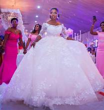 Новое Африканское бальное платье, свадебное платье 2020, элегантное кружевное свадебное платье с открытыми плечами 2024 - купить недорого