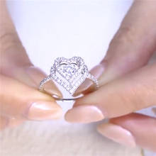 Anel de prata esterlina 925, anel de compromisso com coração, dança, joia feminina 2024 - compre barato