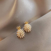 Exknl Geometric Fruit Women Classic Stud Earrings Pineapple Simulated Pearl Earrings Female Fashion Earrings Female Jewelry 2020 2024 - buy cheap
