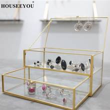 Retro 2 Layers Drawer Glass Jewelry Storage Box European Makeup Cosmetic Organizer Watch Display Stand Bathroom Storage Rack 2024 - buy cheap