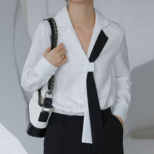 Blusas blancas de manga larga para mujer, Blusas informales de gasa con lazo, Harajuku, 2021 2024 - compra barato