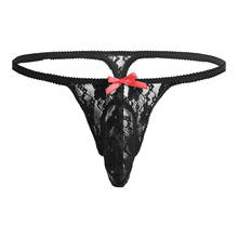 Men Underwear Transparent Wave Trimmed Lace Underpant Sissy Mini Micro Penis Pouch G-string Briefs Sexy Open Butt Bikini Panties 2024 - buy cheap