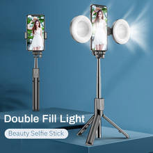 Sem fio bluetooth compatível selfie vara flash anel luz telescópica handheld monopé tripé para iphone huawei samsung 2024 - compre barato