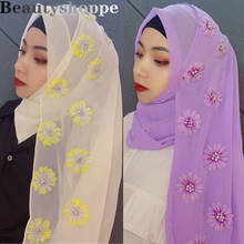 Novo cachecol feminino árabe hijab turco com luxo cachecol muçulmano de chiffon feminino cachecol de cabeça xale turbante 2024 - compre barato
