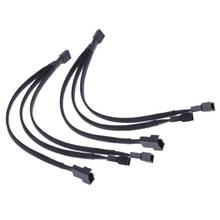 4 pin PWM Fan Cable 1 to 3 ways  Splitter Black Sleeved Extension Cable 2024 - buy cheap