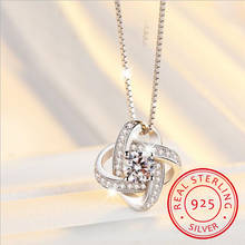 Lekani colares femininos de prata esterlina 925, pingente em trevo de cristal prata pura, joia para mulheres 2024 - compre barato