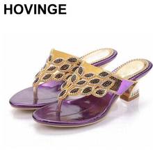HOVINGE  New fashion summer rhinestone sandals female crystal slippers flip flops women shoes party wedding shoes casual 2024 - buy cheap