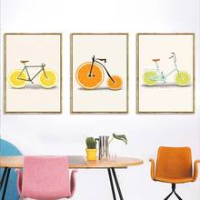 Abstract Lemon Orange Bicycle Fruit Canvas Painting Simple Style Prints and Posters Wall Art Pictures for Living Room Home Decor 2024 - buy cheap