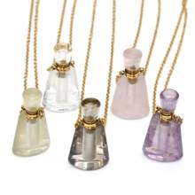 100-Unique 1 Pcs Light Yellow Gold Color Perfume Bottle Pendant Lemon Crystal Necklace Rose Pink Quartz Jewerlry 2024 - buy cheap