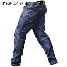 Men Tactical Pants Army Military SWAT Combat Denim Work Jeans Cargo Pants Spring Casual Male Trousers Multi Pockets 2024 - купить недорого