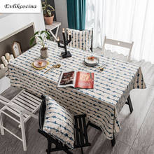 Free Shiping Blue Striped Tablecloth Cover Linen Toalha De Mesa Nappe Rectangulaire Concise Manteles Para Mesa Tafelkleed 2024 - buy cheap
