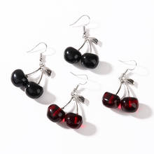 Pendientes con forma de fruta para mujer, joyería Coreana de resina transparente con doble cereza, aretes colgantes, joyería de fiesta, regalos 2024 - compra barato