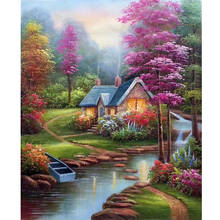 Faça você mesmo paisagem 5d pintura de diamante completo redondo broca paisagem diamante bordado kits de ponto de cruz arte de parede mosaico decoração de casa presente 2024 - compre barato