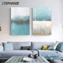 Abstract Golden Foil Blue Poster Modern Print Unique Stylish Decor Wall Art Pic for Living Room Abstract Canvas Painting Tableau 2024 - buy cheap