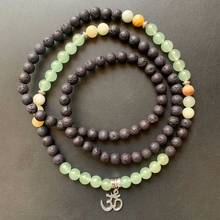 108 Bead Natural Stone Mala Beads Meditation Bracelet Men Lava Stone Aromatherapy Aventurine Amazonite OM Symbol Spitural Decor 2024 - buy cheap