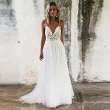 Exclusive Lace Beading Flowing Tulle A Line Boho Wedding Dress Open Back Summer Beach Elegant Bridal Gowns 2024 - buy cheap