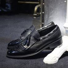 Роскошные мужские официальные модельные туфли из натуральной кожи без шнуровки; лоферы в винтажном стиле с кисточками и крыльями; деловые мужские кожаные туфли размера плюс 2024 - купить недорого