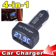 High Quality Dual USB 4 In 1 Car Charger  DC 5V 3.1A USB With Voltage/temperature/Current Meter Tester Adapter Digital Display 2024 - buy cheap