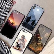 Funda de cristal templado para teléfono iphone, carcasa de protección con diseño de videojuego Red Dead Redemption 2, compatible con modelos 12, 11 Pro Max, 5, 6, 13, 8, X, XS, XR y XSMax 2024 - compra barato