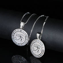 Cadena de suéter con colgante de moneda redonda para mujer, collar largo con grabado de Cz, turco, mal de ojo, joyería Hip Hop, Gargantilla 2024 - compra barato