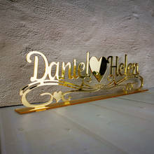 Personalized Mirror gold Name Wedding Table Sign,Custom Table Sign Wedding with name,For wedding party Decor Supplies of Party 2024 - buy cheap
