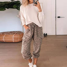 2022 Causal O-Neck Tops and Pants Two Piece Sets Women Autumn Elegant Leopard Full Length Trousers Outfits Female Tracksuit 2024 - buy cheap