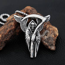 Gothic Grim Reaper Scythe Skull Pendant Necklace For Men Punk Fashion Hip Hop Stainless Steel Biker Pendant Amulet Jewelry Gift 2024 - buy cheap