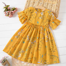 Vestido de chiffon para meninas, vestido floral de princesa para festa com babados, versão coreana do grande vestido infantil para crianças de 4 a 11 anos, verão, 2020 2024 - compre barato