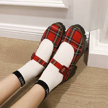 Sianie Tianie Japanese Style Students Girls Shoes Scotland Plaid Checker Round Toe Retro Ladies Pumps Chunky Heels Mary Janes 2024 - buy cheap