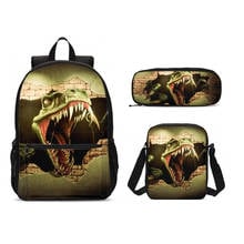 3D imprimir dinosaurio mochila 3 unids/set gótico Anime de los niños de la escuela mochilas para adolescente niños Cool animales Portátil Bolsa de la escuela los niños 2024 - compra barato