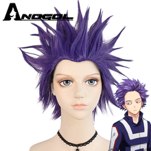 Anogol-peruca de cosplay de my hero academia, peruca curta roxa sintética para halloween, anime my hero academia, shinsou hitoshi 2024 - compre barato