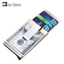 Bisi goro fashion mini slim credit card case porta tarjetas aluminium card wallet anti rfid protection bank Automatic card purse 2024 - buy cheap