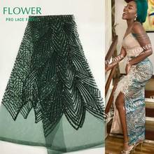 Elegant Style Sequined Lace Fabric In Green 2019 Latest Fashion African French Sequins Mesh Laces For Women Dress Tulle Material 2024 - buy cheap