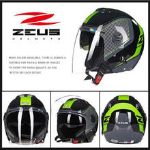2019 Новые защитные мотоциклетные шлемы ZEUS 3/4 с двойными линзами, внутренние солнцезащитные очки для мотоцикла с козырьком из поликарбоната 2024 - купить недорого