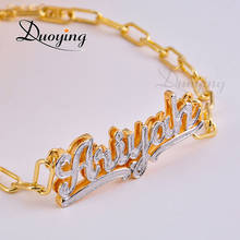 DUOYING-Collar personalizado de circonita para mujer, Gargantilla con doble placa de nombre chapada en oro, 3D, Collar personalizado, regalo 2024 - compra barato