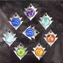 Genshin-insignias de Cosplay de ojo de Dios, broches, pines de Anime, accesorios para disfraz de Halloween 2024 - compra barato