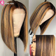 Short Bob Blonde Highlight Wig Ombre 1B/99J Straight Highlighted Lace Front Human Hair Wigs 613 Bob Wig 180% Brazilian Hair Wig 2024 - buy cheap