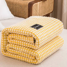 Simplicity Super Soft Thicken Flannel Coral Fleece Blankets For Beds Striped Throw Autumn Winter Warm Blankets Throw Blanket 2024 - buy cheap