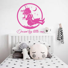 Dream Big little one Wall Decal Nursery Girl Moon and star wall Sticker Swing Girl Vinyl nursery Girls Room Decor Mural X630 2024 - buy cheap