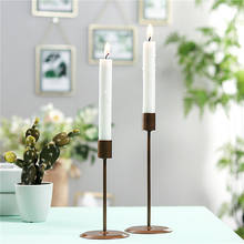 2 Pieces Candle Holder Solid Color Metal Candlestick Desktop Decor for Home Office 2024 - buy cheap