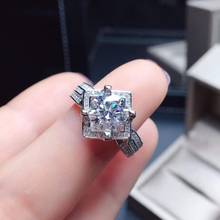 Anel moissanite, 1 quilate em estilo super luxo, anel quadrado raro, 925 prata 2024 - compre barato
