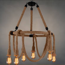 Nordic American country retro nostalgia rope chandelier restaurant Cafe Bar clothing store creative study lamp 2024 - buy cheap