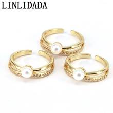 10Pcs Minimalist Gold-color Micro Pave CZ Pearl Rings For Woman Wedding Jewelry Party Accessories 2024 - buy cheap