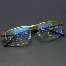 Vintage Gold Half Rim Progressive Multifocal Reading Glasses Anti Blue Light Multifunction Presbyopia Eyewear Eyebrow Magnifier 2024 - buy cheap