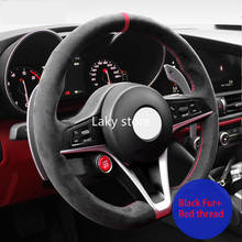 DIY Hand-stitched Original Faux Turn Fur Car Steering Wheel Cover for Alfa Romeo Giulia Stelvio 15inch 38cm High Quality GRAY 2024 - buy cheap