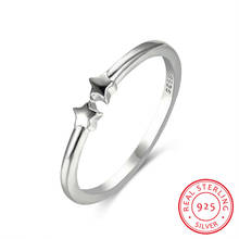 Anel minimalista feminino de estrela pequena 100% real, prata esterlina 925, anel de noivado, vintage, ajustáveis, anéis de casamento para mulheres 2024 - compre barato