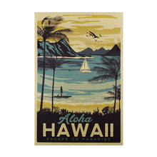Impresión de ilustración hawaiana, pintura para decoración del hogar, pegatina de pared, póster de papel Kraft Retro nostálgico 2024 - compra barato